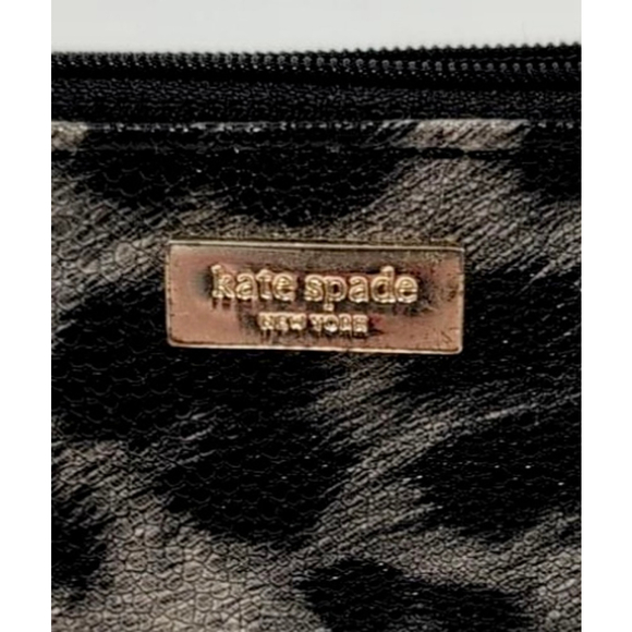 Kate Spade Mya Black Grey Leopard Print Clutch Wristlet 4” x 6” - Picture 6 of 6